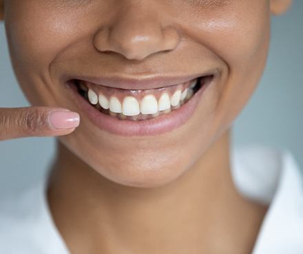 A woman with healthy gums