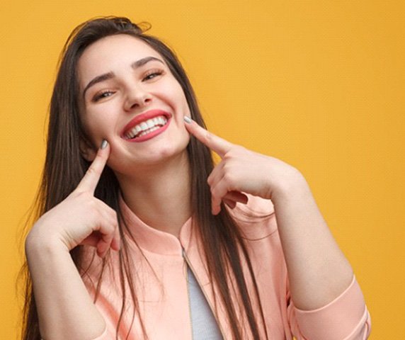 Lady shows off pretty smile