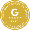 Top rated dentist on Google badge