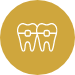 Two animated teeth with braces