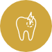 Animated tooth with lightning bolt signifying pain