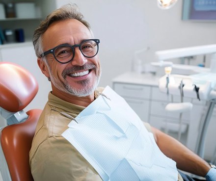Happy dental patient in treatment chair