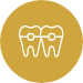Two animated teeth with traditional braces