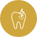 Animated tooth with lightning bolt indicating pain