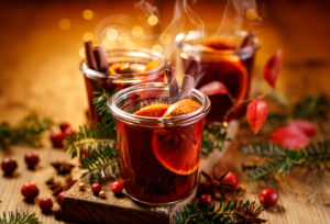 three glasses of mulled wine